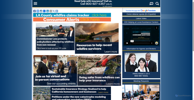 Security scan screenshot of https://www.insurance.ca.gov/
