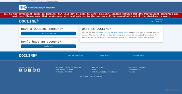 Security scan screenshot of https://www.docline.gov/docline/needs_authentication/?next=/docline/