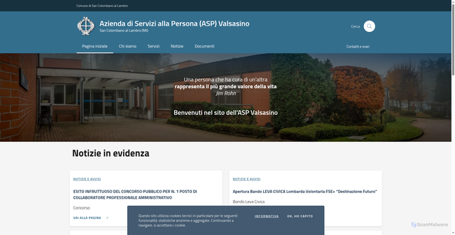Security scan screenshot of https://www.aspvalsasino.it