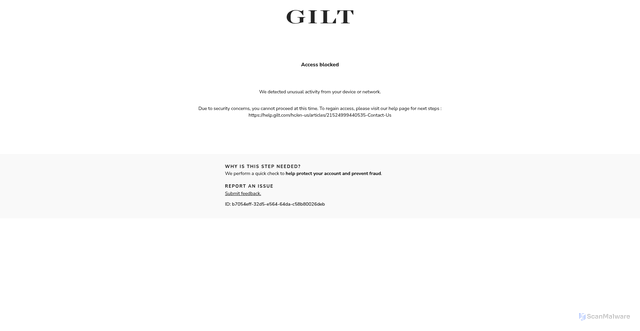 Security scan screenshot of https://link.giltcity.com