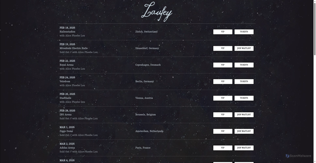 Security scan screenshot of https://www.laufeymusic.com/tour/