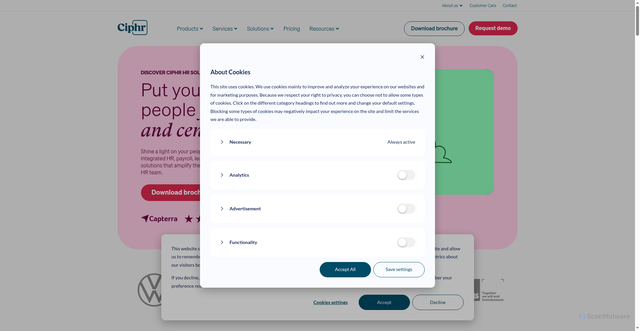 Security scan screenshot of https://www.ciphr.com