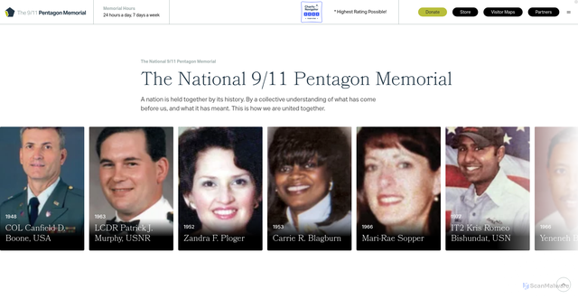 Security scan screenshot of https://pentagonmemorial.org/