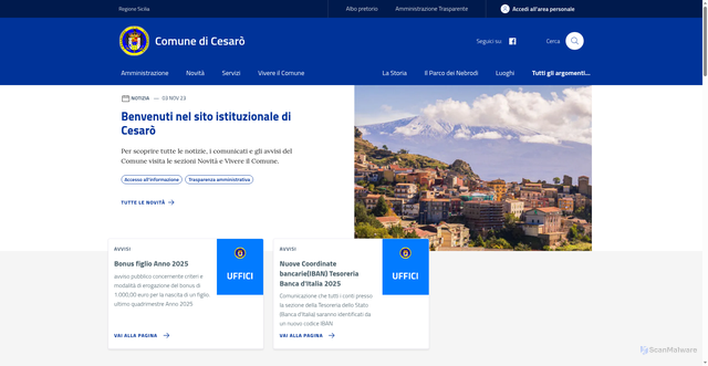 Security scan screenshot of https://www.comune.cesaro.me.it/