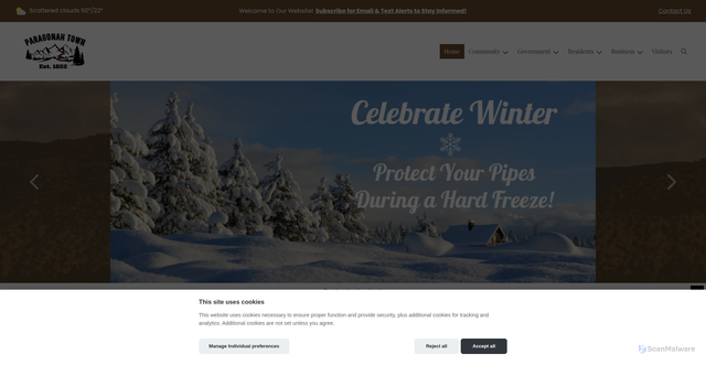 Security scan screenshot of https://paragonahtown.gov/