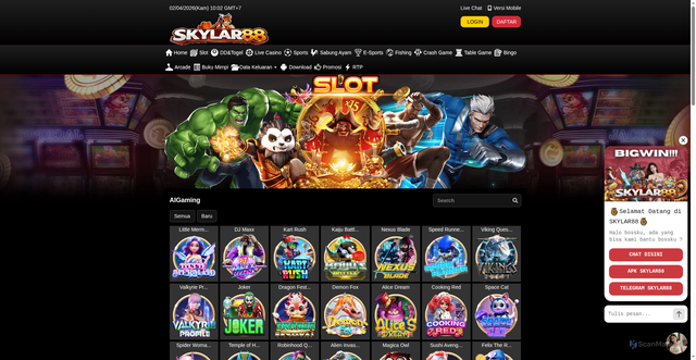 Security scan screenshot of https://ads9-skylar88.com/desktop/game/slot/aigaming