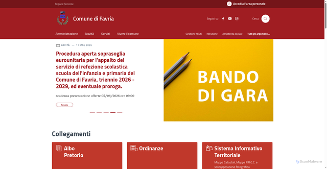 Security scan screenshot of https://www.comune.favria.to.it