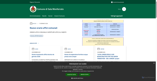 Security scan screenshot of https://www.comune.salamonferrato.al.it/it