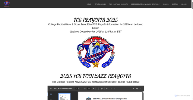 Security scan screenshot of https://www.collegefootballnow.org/fcsplayoffs2024.html