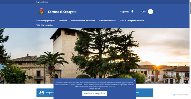 Security scan screenshot of https://comune.cepagatti.pe.it/