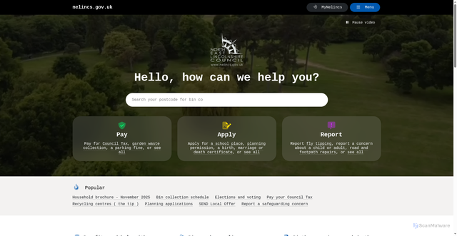 Security scan screenshot of http://www.nelincs.gov.uk
