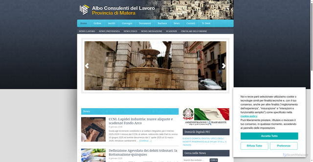 Security scan screenshot of https://www.cdlmatera.it/