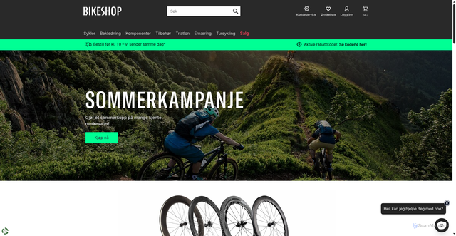 Security scan screenshot of https://bikeshop.no