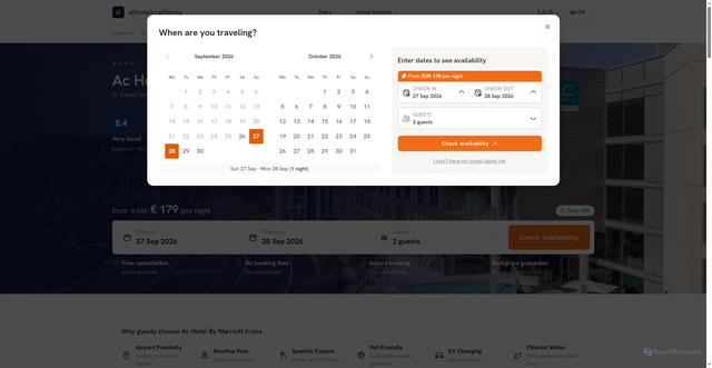 Security scan screenshot of https://ac.allhotelscalifornia.com/en/