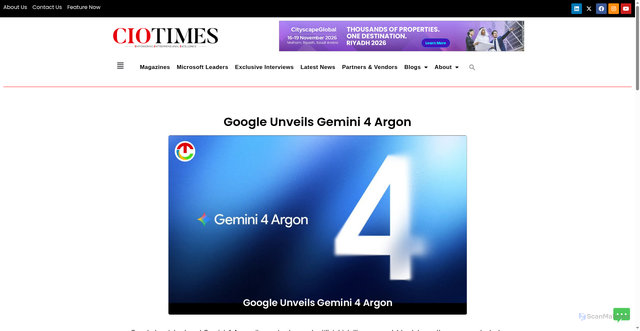 Security scan screenshot of https://theciotimes.com/gemini-4-argon/