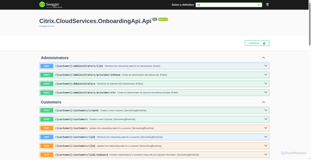 Security scan screenshot of https://onboardingapi.citrixworkspacesapi.net