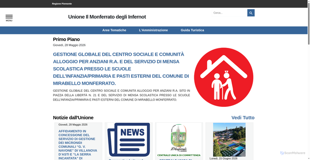 Security scan screenshot of http://www.unioneilmonferratodegliinfernot.it/
