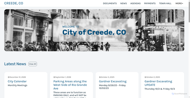 Security scan screenshot of https://cityofcreede.gov/