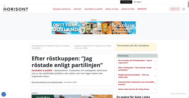 Security scan screenshot of https://horisontmagasin.se