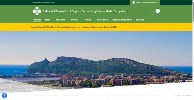 Security scan screenshot of https://www.ordinefarmacisticagliari.it/