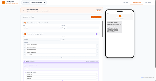 Security scan screenshot of https://textmyapp-e2y7v9glwx.edgeone.app/
