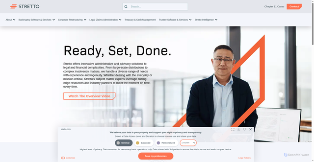 Security scan screenshot of https://stretto.com
