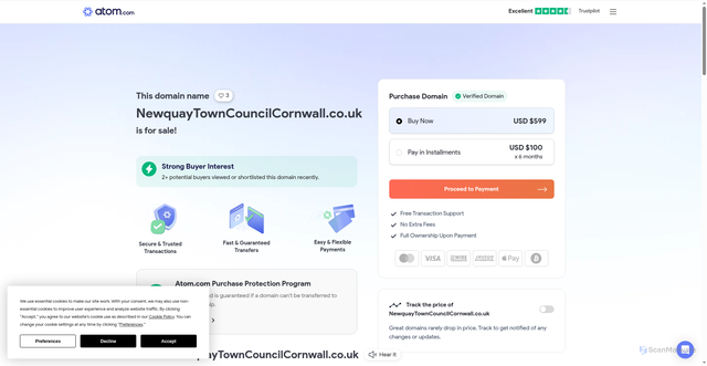 Security scan screenshot of https://www.atom.com/name/newquaytowncouncilcornwall.co.uk/rm/3225781