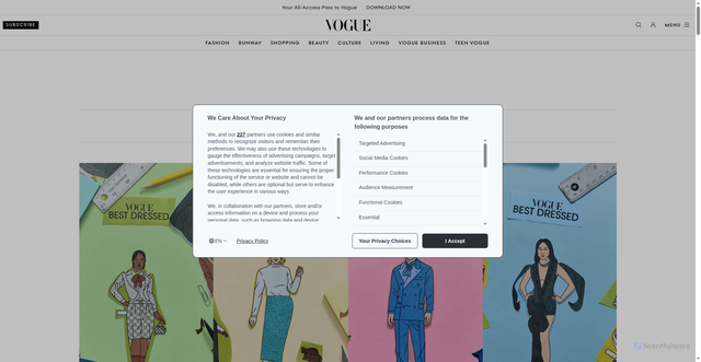 Security scan screenshot of https://www.vogue.com