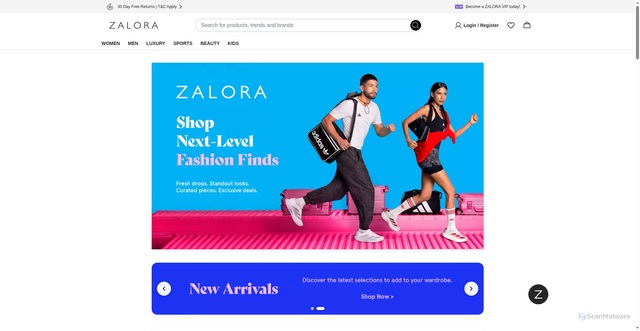 Security scan screenshot of https://zalora.com.my