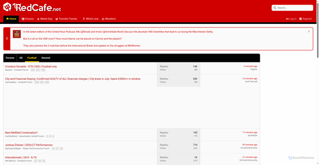 Security scan screenshot of https://www.redcafe.net