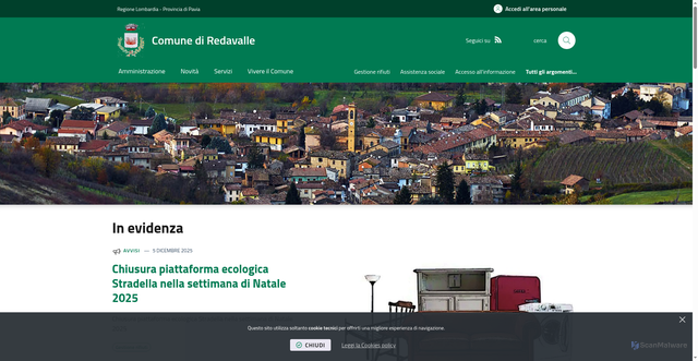 Security scan screenshot of https://www.comune.redavalle.pv.it/it-it/home