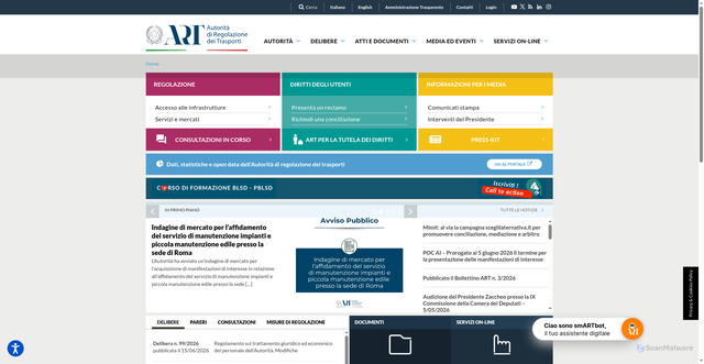 Security scan screenshot of https://www.autorita-trasporti.it