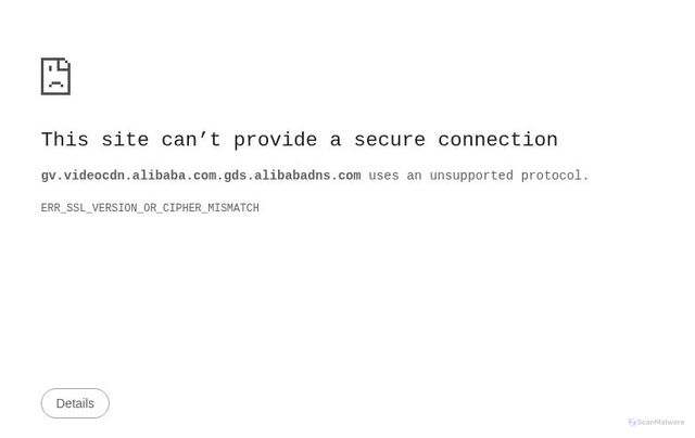 Security scan screenshot of https://gv.videocdn.alibaba.com.gds.alibabadns.com