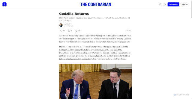 Security scan screenshot of https://www.contrariannews.org/p/godzilla-returns
