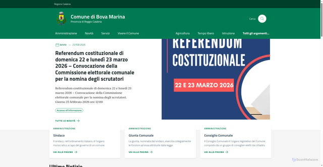 Security scan screenshot of https://comune.bovamarina.rc.it/