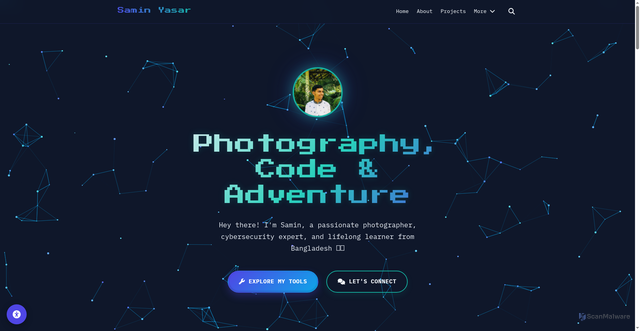 Security scan screenshot of http://samin-yasar.dev/