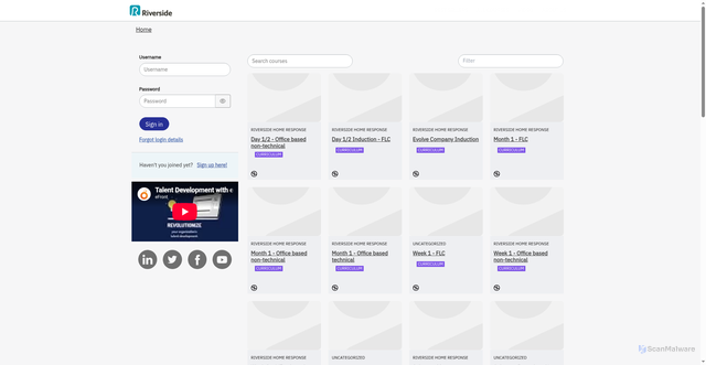 Security scan screenshot of https://riverside.efrontlearning.com