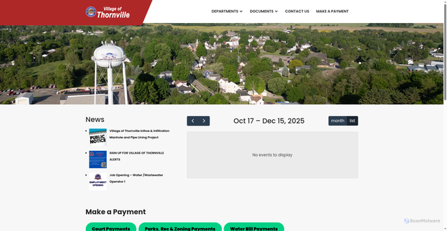 Security scan screenshot of https://thornville.gov/