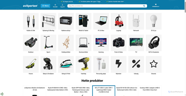 Security scan screenshot of https://www.avxperten.dk
