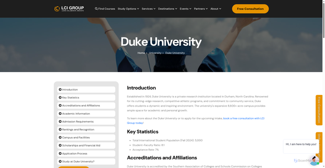 Security scan screenshot of https://www.lcig.io/university/duke-university