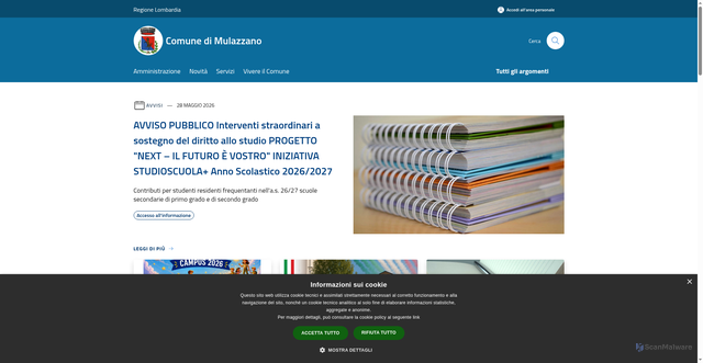 Security scan screenshot of https://www.comune.mulazzano.lo.it