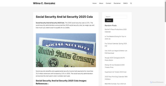 Security scan screenshot of https://wilmagonzalezc.pages.dev/gjhiw-social-security-and-ial-security-2025-cola-ksimg/