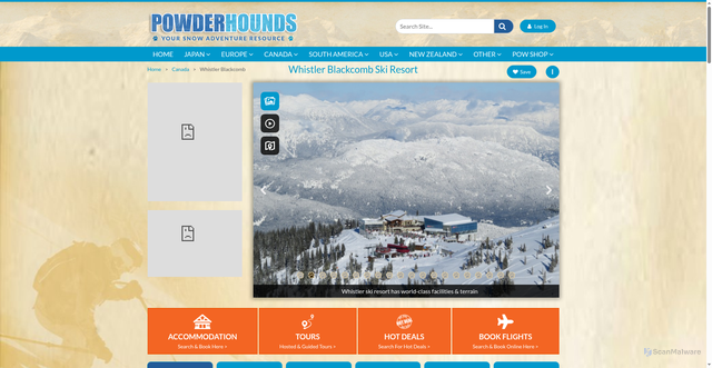 Security scan screenshot of https://www.powderhounds.com/Canada/Whistler-Blackcomb.aspx