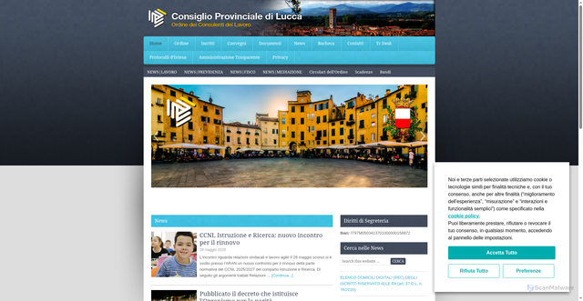 Security scan screenshot of https://www.cdlordinelucca.it