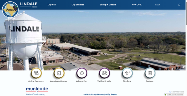 Security scan screenshot of https://www.lindaletx.gov/