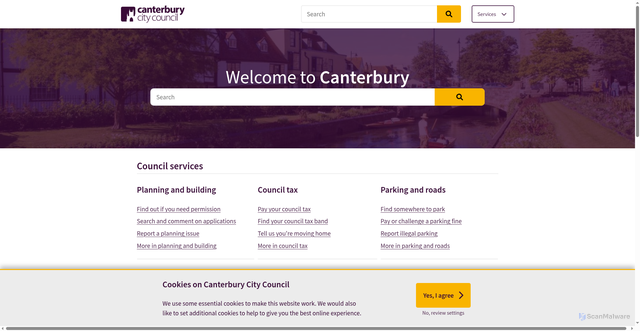 Security scan screenshot of http://www.canterbury.gov.uk