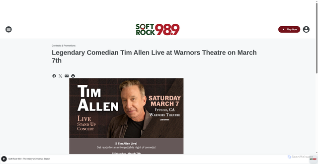 Security scan screenshot of https://softrock989.iheart.com/contests/legendary-comedian-tim-allen-live-at-warnors-theatre-on-march-7th-1839130/