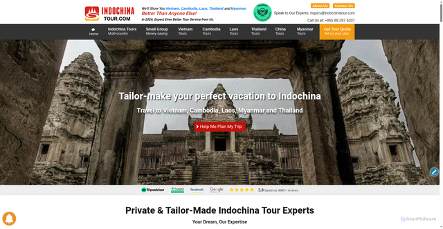 Security scan screenshot of https://www.indochinatour.com