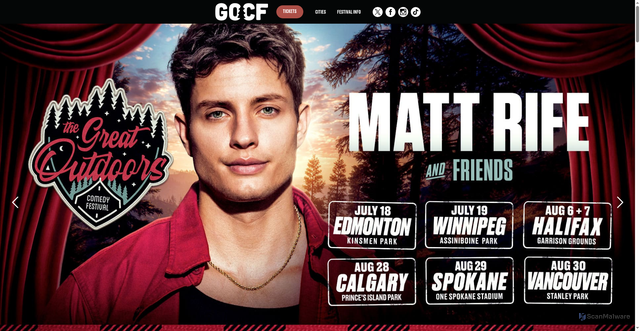 Security scan screenshot of https://greatoutdoorscomedyfestival.com/