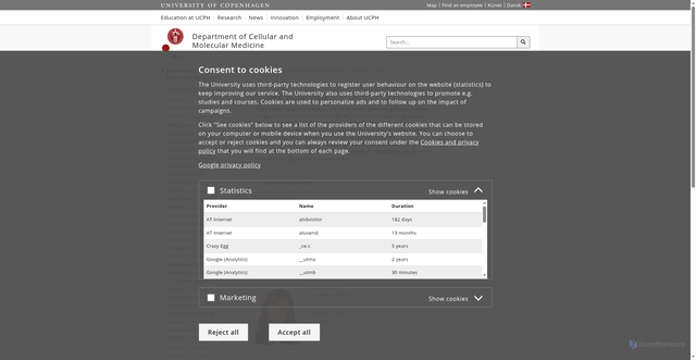 Security scan screenshot of https://icmm.ku.dk/english/research-groups/r-miller-group/